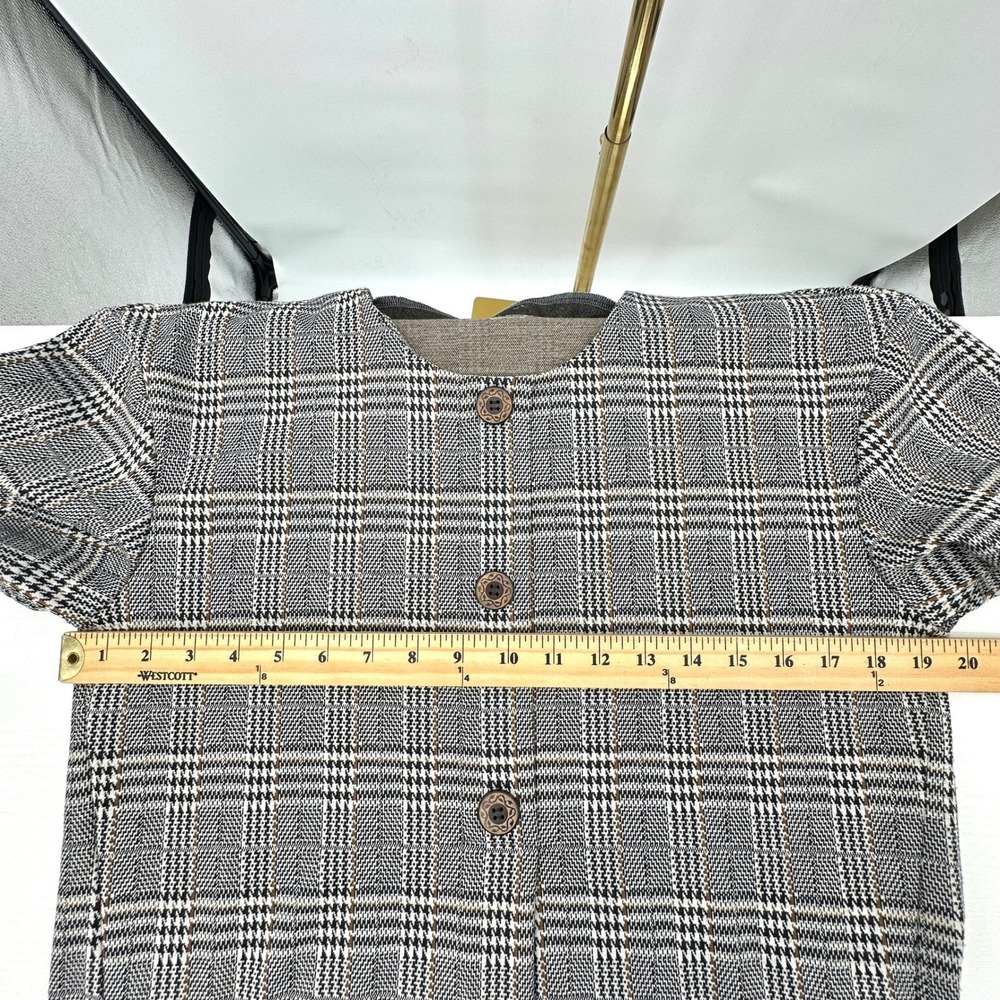 .jet Glen Plaid Fit & Flare Dress Pockets Knit Short Sleeve Gray Black EU 38 - Picture 9 of 9